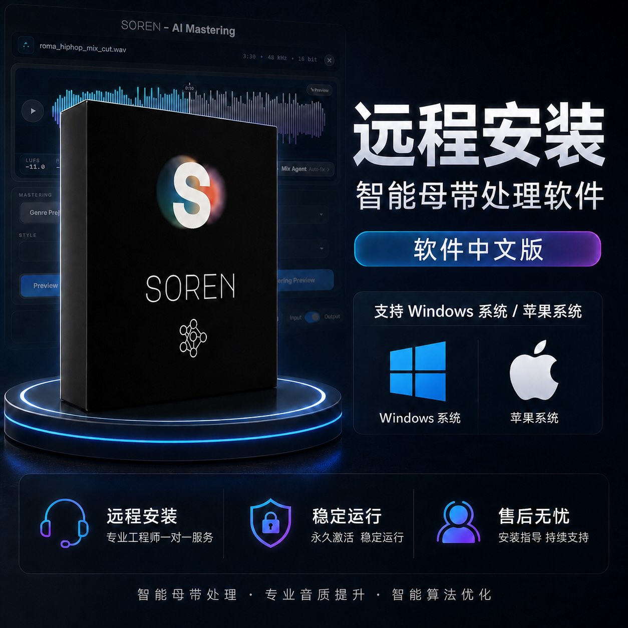 【中文版】Rast Sound Soren 1.5 AI 智能全自动一键母带工具 WiN MAC