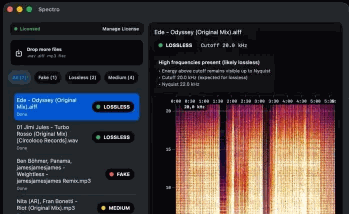 U2B-EDiSO Spectro v1.6 Mac 音频分析与伪无损检测工具