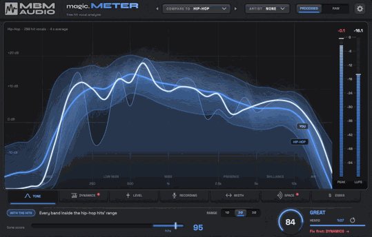 MBM Audio magic.METER v1.0.2 实时人声参考对比分析插件 Win Mac